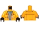 Part No: 973pb3640c01  Name: Torso Sand Blue Turtleneck Sweater and Raincoat with White Laces Pattern / Bright Light Orange Arms / Black Hands