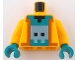 Part No: 973pb6103c01  Name: Torso Pixelated Hoodie Open, Dark Orange Trim, Dark Turquoise Shirt with Metallic Light Blue Creature, Black Neck Pattern / Bright Light Orange Arms / Dark Turquoise Hands