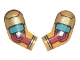 Lot ID: 388972962  Part No: 981982pb290  Name: Arm, (Matching Left and Right) Pair with Armor with Gold and Dark Turquoise Plates, Red Elbow Joint Pattern