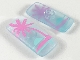 Lot ID: 409008118  Part No: 51035pb01  Name: Clikits, Icon Rectangle 3L with Pin with Bright Pink Palm Tree and Aqua Sunset Pattern