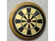 Part No: 14769pb0248 Name: Tile, Round 2 x 2 with Bottom Stud Holder with Pearl Gold and Black Dart Board Pattern (Sticker) - Set 70812 Part No: 14769pb0248 Name: Tile, Round 2 x 2 with Bottom Stud Holder with Pearl Gold and Black Dart Board Pattern (Sticker) - Set 70812