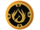Part No: 14769pb0281  Name: Tile, Round 2 x 2 with Bottom Stud Holder with Gold Phoenix on Black Background, Bolts Pattern (Sticker) - Set 70665