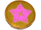Part No: 14769pb036  Name: Tile, Round 2 x 2 with Bottom Stud Holder with Medium Lavender Star on Gold Background Pattern (Sticker) - Set 41063