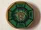Part No: 14769pb143  Name: Tile, Round 2 x 2 with Bottom Stud Holder with Airjitzu Lightning Symbol in Green Octagon Pattern
