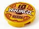 Part No: 14769pb366  Name: Tile, Round 2 x 2 with Bottom Stud Holder with '10 NINJAGO YEARS' Pattern