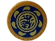 Part No: 14769pb695 Name: Tile, Round 2 x 2 with Bottom Stud Holder with Gold Ninjago Logogram 'T OF S' and Blades / Drops in Dark Blue Circle with Dark Orange Edge Pattern Part No: 14769pb695 Name: Tile, Round 2 x 2 with Bottom Stud Holder with Gold Ninjago Logogram 'T OF S' and Blades / Drops in Dark Blue Circle with Dark Orange Edge Pattern