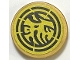 Part No: 14769pb811  Name: Tile, Round 2 x 2 with Bottom Stud Holder with Black Broken Concentric Circles and Stylized Dragon Head Pattern (Sticker) – Set 71818