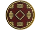 Part No: 14769pb831 Name: Tile, Round 2 x 2 with Bottom Stud Holder with Gold Square, Ornaments, Diamond Lattices and Broken Circle Border with Black Outlines on Dark Red Background Pattern Part No: 14769pb831 Name: Tile, Round 2 x 2 with Bottom Stud Holder with Gold Square, Ornaments, Diamond Lattices and Broken Circle Border with Black Outlines on Dark Red Background Pattern
