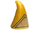 Part No: 17349pb04  Name: Minifigure, Headgear Hat, Cone Drooping, Wizard with Copper Triangle, Gold Ornate Circles and Border with Dark Brown Outline Pattern