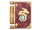 Part No: 24093pb006  Name: Minifigure, Utensil Book Cover with Gold Dragon Head, Red Diamonds, Medium Azure Egg on Dark Red Background Pattern