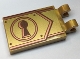 Part No: 30350bpb099  Name: Tile, Modified 2 x 3 with 2 Clips with Gold Clasp and Key Hole Pattern