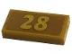 Part No: 3069pb1072  Name: Tile 1 x 2 with Number Gold 28 Pattern (Sticker) - Set 41449