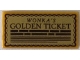 Part No: 3069pb1415  Name: Tile 1 x 2 with Dark Brown 'WONKA'S GOLDEN TICKET' and Text Lines on Gold Background Pattern