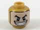 Part No: 3626cpb2005  Name: Minifigure, Head Balaclava with Light Nougat Face, Black Arched Eyebrows, Wide Smile with Teeth Pattern - Hollow Stud