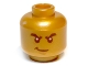 Part No: 3626pb0877  Name: Minifigure, Head Male Black Bushy Eyebrows, White Pupils, Smirk Pattern