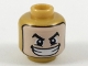 Part No: 3626pb2005  Name: Minifigure, Head Balaclava with Light Nougat Face, Black Arched Eyebrows, Wide Smile with Teeth Pattern