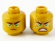 Part No: 3626pb2290  Name: Minifigure, Head Dual Sided Reddish Brown Eyebrows and Mouth, Green Eyes with Gold Energy Effect, Frown / Fierce Outburst Pattern