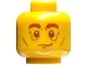 Part No: 3626pb2880  Name: Minifigure, Head Reddish Brown Bushy Eyebrows and Eyes, Copper Cheek Lines, Chin Dimple and Wrinkles, Slight Lopsided Grin Pattern