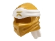 Part No: 40925pb22  Name: Minifigure, Headgear Ninjago Wrap Type 4 with Molded White Headband and Printed Gold Ninjago Logogram Letter R Pattern