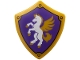 Part No: 4972pb03  Name: Minifigure, Shield Quadrilateral with White and Gold Pegasus on Dark Purple Background Pattern