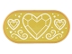 Part No: 66857pb033  Name: Tile, Round 2 x 4 Oval with White Crystal Hearts and Swirls on Gold Background Pattern (Sticker) - Set 43205