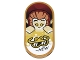 Part No: 66857pb038  Name: Tile, Round 2 x 4 Oval with Monkey King, Gold Sunglasses, and Black 'NEW' Pattern (Sticker) - Set 80036