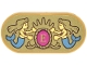 Part No: 66857pb140  Name: Tile, Round 2 x 4 Oval with 2 Mermaids with Metallic Light Blue Fins, Crest with Crown and Magenta Oval and Letter E Pattern (Sticker) - Set 43299