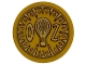Part No: 67095pb130  Name: Tile, Round 3 x 3 with Dark Brown and Gold 'OZ' and Hot Air Balloon with Mechanical Border Pattern (Sticker) - Set 75691