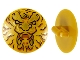 Part No: 75902pb17  Name: Minifigure, Shield Circular Convex Face with Black and Gold Ninjago Lion Head Pattern