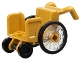 Lego part: Minifigure, Utensil Wheelchair with Open Sides and High Arm Rests with Trans-Clear Wheelchair Wheels with Technic Pin Hole and Black Trolley Wheels (80440 / 80441pb01 / 2496)