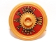 Part No: 91884pb003  Name: Minifigure, Shield Circular Rimmed Face with Stud with Dark Red and Gold Aztec Pattern