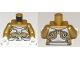 Part No: 973pb3261c01  Name: Torso Ninjago Armor White and Gold with White Sash Pattern / Pearl Gold Arms / White Hands