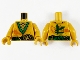 Part No: 973pb4152c01  Name: Torso Tunic with Green Hems and Sash, Gold Scale Armor, Dark Orange Dragon and Gold Ninjago Logogram Letter L Pattern / Pearl Gold Arms / Pearl Gold Hands