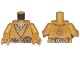 Part No: 973pb4186c01  Name: Torso Tunic over Layered White and Gold Robe, 2 Clasps and Gold Ninjago Logogram Pattern / Pearl Gold Arms / Pearl Gold Hands