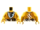 Part No: 973pb4332c01  Name: Torso Tunic, White Hems and Belt, Silver Chest with Dark Azure Light, Ninjago Logogram Letter Z Pattern / Pearl Gold Arms / Pearl Gold Hands