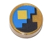 Part No: 98138pb078  Name: Tile, Round 1 x 1 with Yellow Square on Black and Blue Background Pattern (Minecraft Clock)