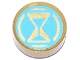 Part No: 98138pb404  Name: Tile, Round 1 x 1 with Gold and Medium Azure Hourglass and Circle Pattern