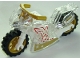 Part No: 18895c04pb01  Name: Motorcycle Sport Bike with White Frame, Pearl Gold Wheels and Angular Handlebars with Wonder Woman Pattern on Both Sides (Stickers) - Set 41235