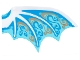 Part No: 25348a  Name: Plastic Wing Dragon with White Spines, Dark Azure and Gold Scrollwork and White Sparkles Pattern