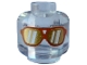 Part No: 28621pb0294  Name: Minifigure, Head Medium Nougat Glasses with Gold Lenses with White Reflections Pattern - Vented Stud