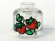 Part No: 3626bpx85  Name: Minifigure, Head without Face with Red Strawberries with Green Leaves Pattern - Blocked Open Stud