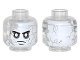 Lot ID: 408325489  Part No: 3626cpb1798  Name: Minifigure, Head Alien with PotC White Face with Gray Cracks and Spots, Thin Black Eyebrows, White Eyes, Thin Frown Pattern - Hollow Stud