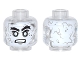 Part No: 3626pb1797  Name: Minifigure, Head Alien with PotC White Face with Gray Cracks and Spots, Bushy Black Eyebrows, White Eyes, Bared Teeth Pattern