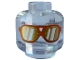 Part No: 3626pb3610  Name: Minifigure, Head Medium Nougat Glasses with Gold Lenses with White Reflections Pattern