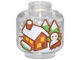 Part No: 3626pb3932  Name: Minifigure, Head without Face with Snow Globe, Reddish Brown and Medium Nougat Cabin with Yellow Windows, Bright Green Trees, and White Snowman Pattern