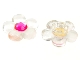 Part No: 46279c03  Name: Clikits, Icon Flower 5 Petals 2 x 2 Small with Pin, Polished with Glued Trans-Dark Pink Center Faceted Gem