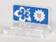 Part No: 4865pb063  Name: Panel 1 x 2 x 1 with White Hibiscus Flower and White Starburst on Blue Background, Magenta '10,-' Pattern (Sticker) - Set 41058