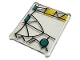 Part No: 51266pb004  Name: Glass for Window 1 x 3 x 3 Flat Front with Dark Turquoise and Yellow Stained Glass and Black Lattice Pattern (Sticker) - Set 75980