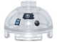 Part No: 553pb060  Name: Brick, Round 2 x 2 Dome Top with SW Astromech Droid Silver Ring and Black, Metallic Light Blue and White Lens and Sensors Pattern