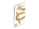 Part No: 57895pb023  Name: Glass for Window 1 x 4 x 6 with Dark Green Lines and Gold Dragon Head and Midsection on White Background Pattern
